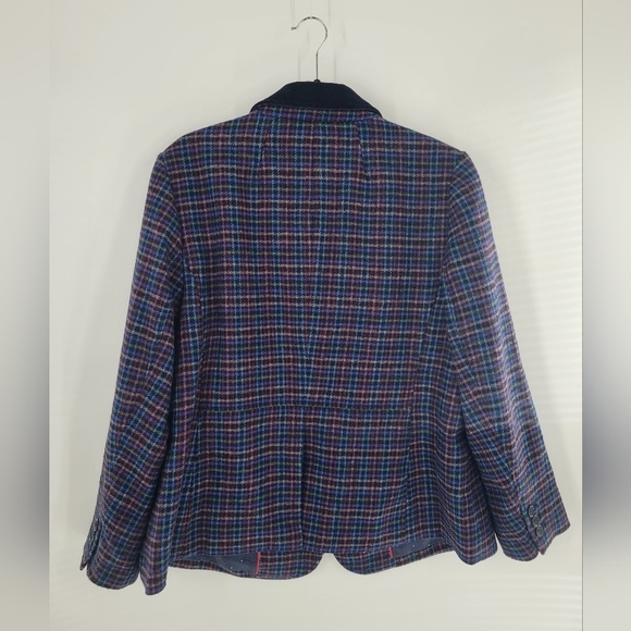 TALBOTS  Mistletoe Plaid Shetland Wool Blazer Jacket Size 16 - Picture 5 of 6